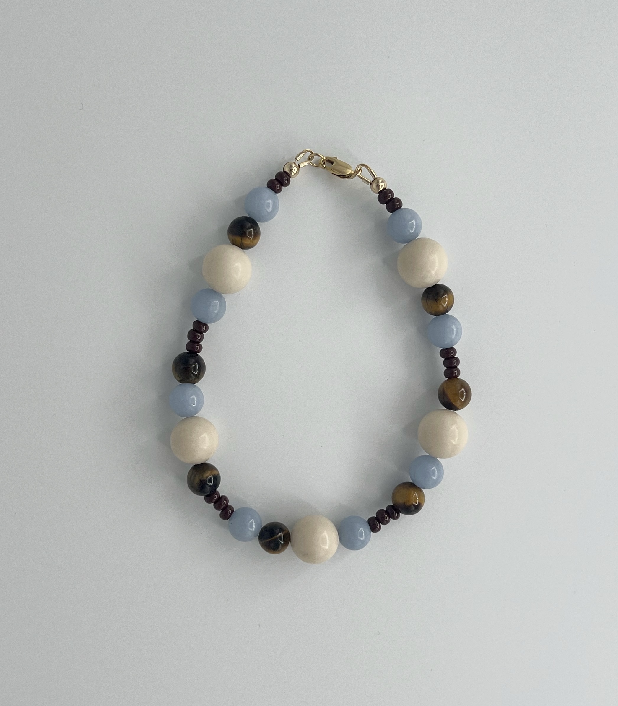 Angelite & Ivory Jade Anklet